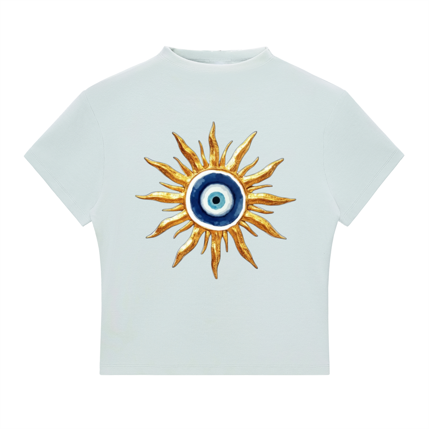 Amulette. Evil Eye Mock Neck Baby Tee