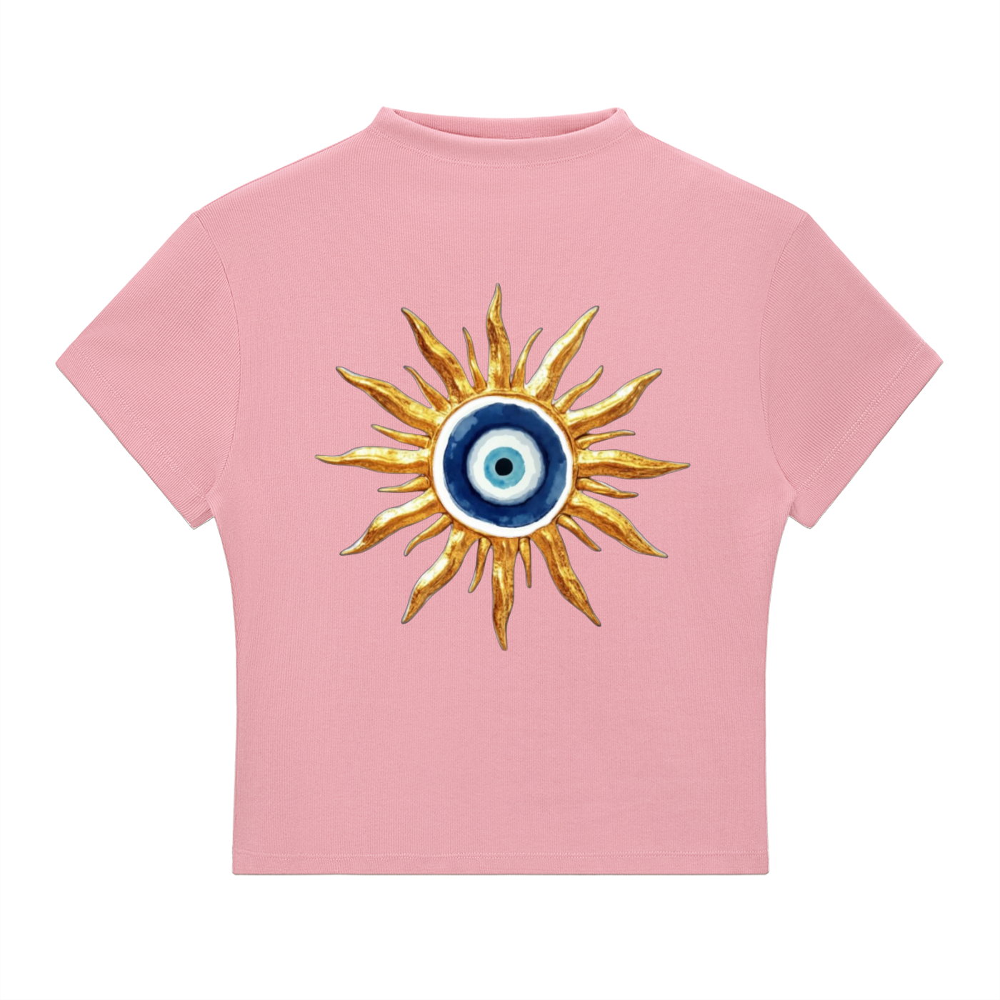 Amulette. Evil Eye Mock Neck Baby Tee
