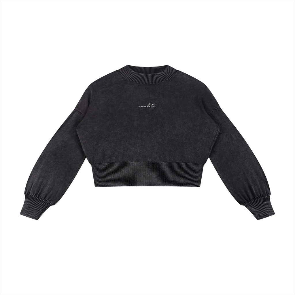 Amulette Logo Balloon Sleeve Cropped Sweater