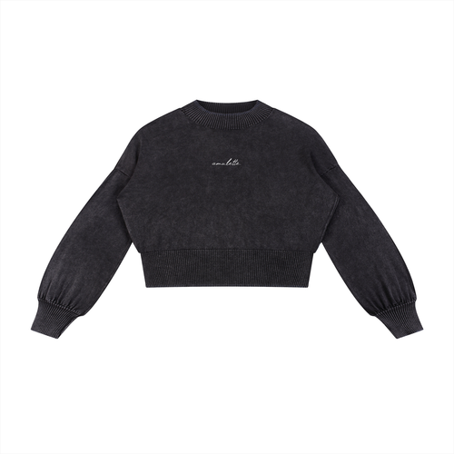 Amulette Logo Balloon Sleeve Cropped Sweater