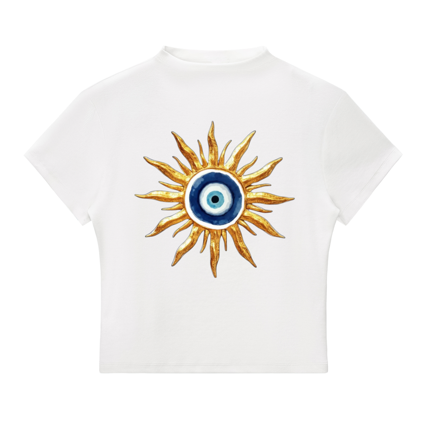 Amulette. Evil Eye Mock Neck Baby Tee