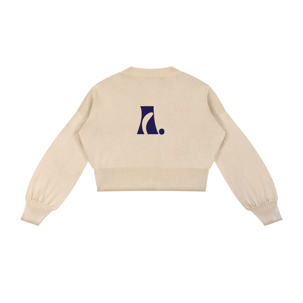 Amulette Logo Balloon Sleeve Cropped Sweater