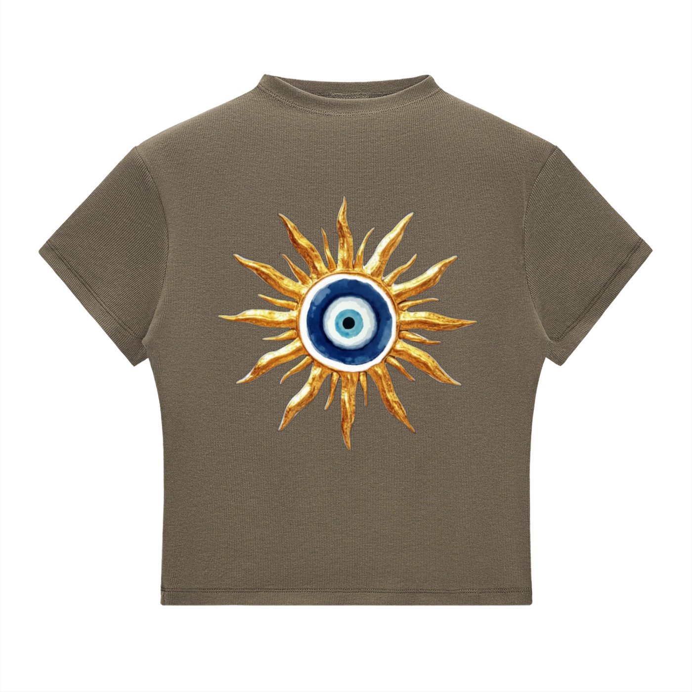 Amulette. Evil Eye Mock Neck Baby Tee