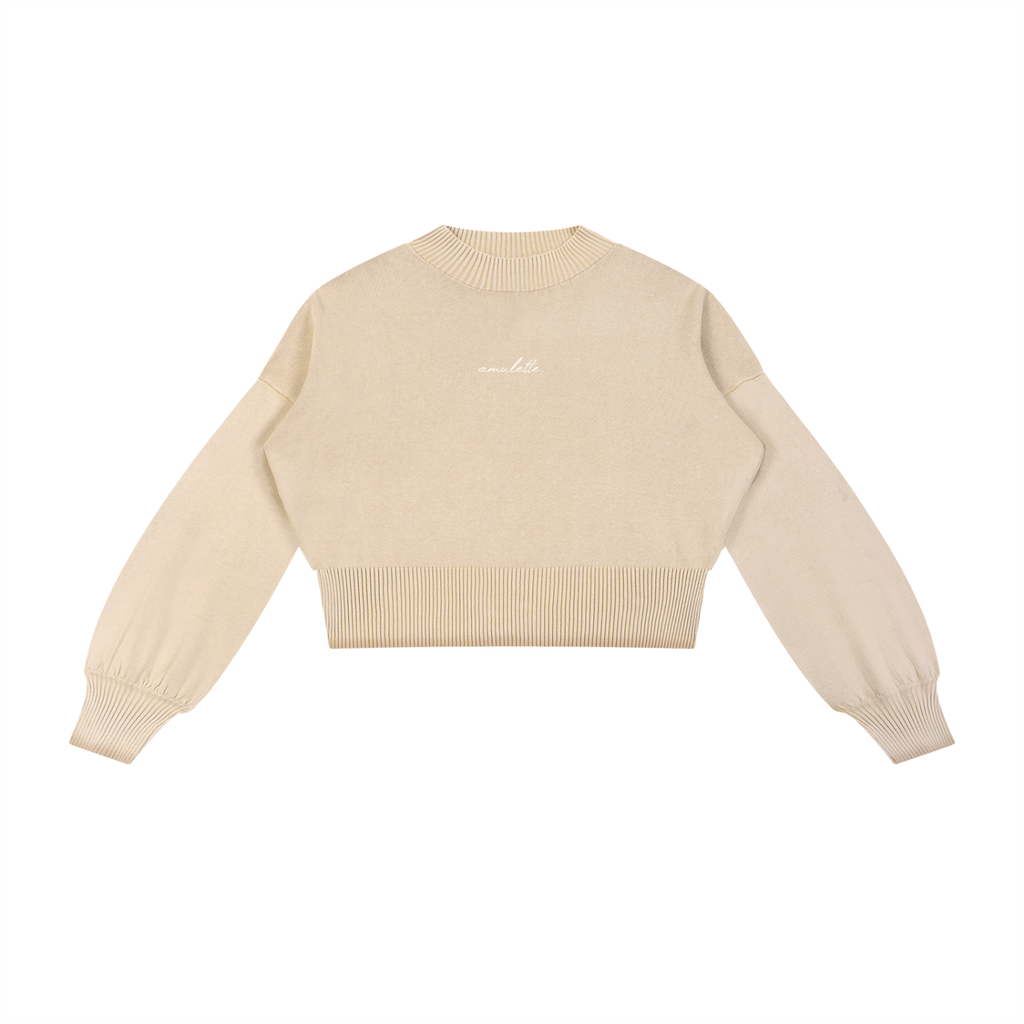 Amulette Logo Balloon Sleeve Cropped Sweater