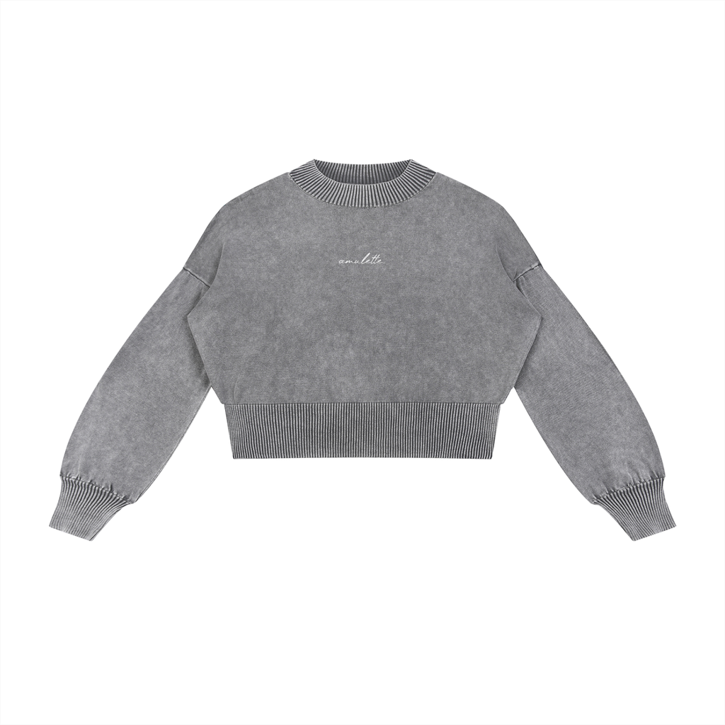 Amulette Logo Balloon Sleeve Cropped Sweater