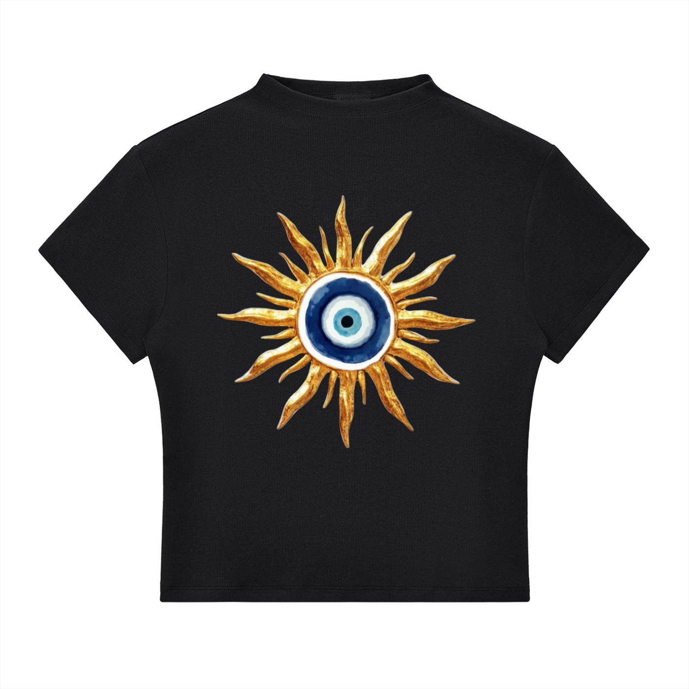 Amulette. Evil Eye Mock Neck Baby Tee